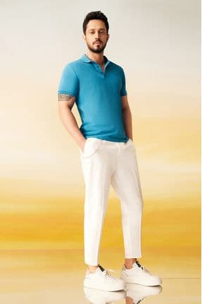 Erkek Koyu Mavi %100 Pamuk Serin Tutan Polo Yaka T-shirt E001004