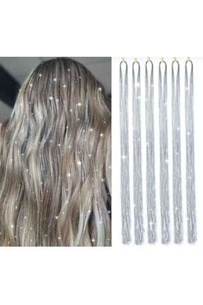 Tinsel Bağlamalı Gümüş Renk Saç Simi
