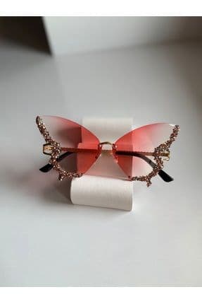 Pembe Taşlı Kelebek Model Güneş Gözlüğü