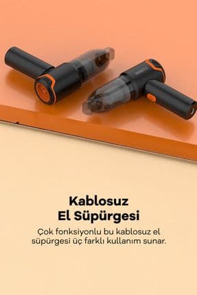 Şarjlı Araç Içi Süpürge - Kablosuz Kullanım, Güçlü Emiş Gücü