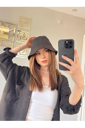 Siyah Kadın Bucket Şapka-yazlık Trend Şık Kova Şapka