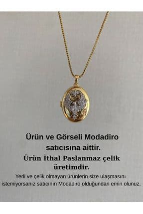 Çelik Anka Kapaklı Kolye Gold
