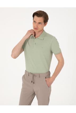 Çağla Yeşili Slim Fit %100 Pamuk Polo Yaka Basic Tişört 50306448-vr016