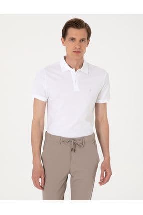 Beyaz Slim Fit %100 Pamuk Polo Yaka Basic Tişört 50306448-vr013