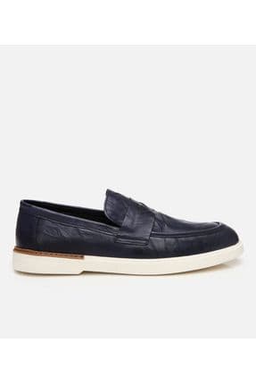 Erkek Deri Lacivert Ultra Hafif Tabanlı Klasik Loafer