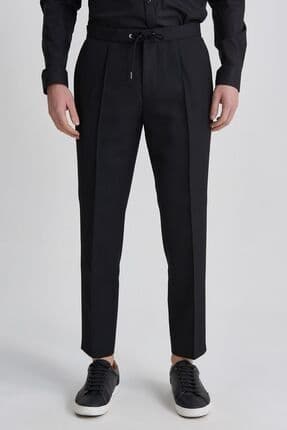 Hugo Boss Beli Bağcıklı Yünlü Erkek Pantolon