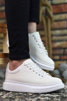 3D Baskılı Beyaz Erkek Sneaker
