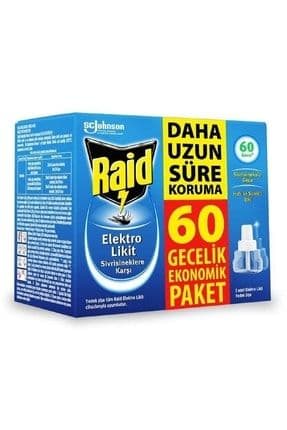 Raid Elekro Likit 2 Yedek Şişe Priz Aparatı Içermez, Ekonomik Paket, 60 Gece (SİVRİSİNEKLERE KARŞI)