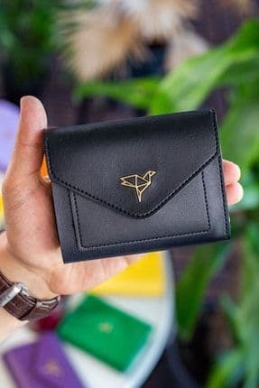 Colombia Vegan Deri Bozuk Para Gözlü Bol Kartlıklı Mini Siyah Kadın Cüzdanı