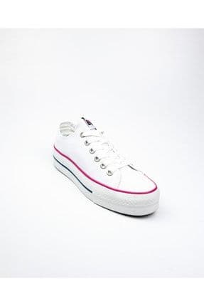 221929 Beyaz Kalın Taban Keten Kadın Sneaker