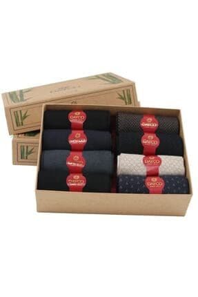 Premium Yazlık Erkek Bambu Soket Çorap 8'li Asorti Set Kraft Kutulu - 480 - 41-44