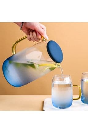 Blue Life Borosilikat Cam Sürahi 1500 Ml Isıya Dayanıklı Trend Cam Sürahi